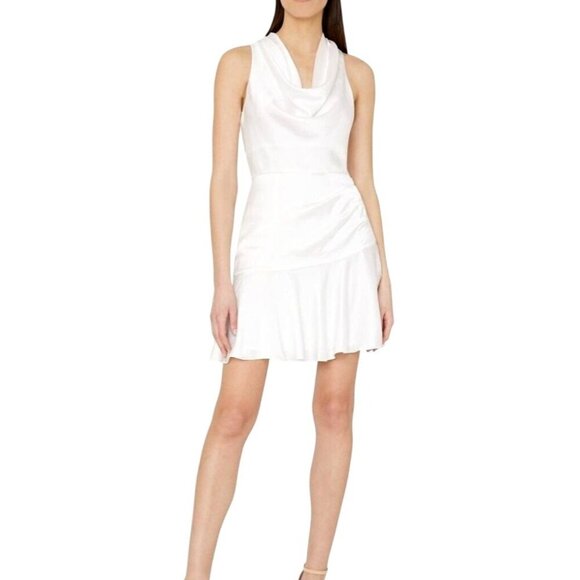 Milly Dresses & Skirts - Milly Dress Women‎ 0 White Satin Sleeveless Cowl Neck Nia Mini Bridal Party